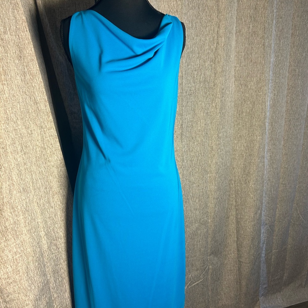 Express Blue Sheath Maxi Dress with Cowl Neck